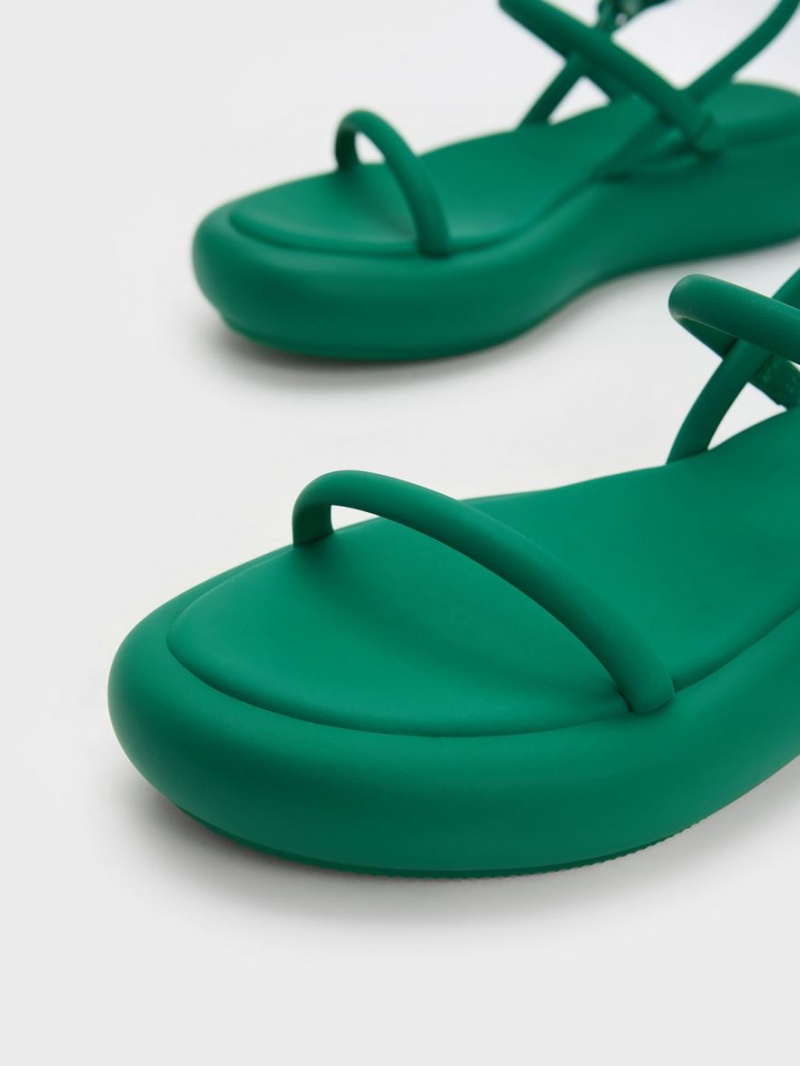 Charles And Keith Keiko Padded Platform Sandals Green | PHILIPPINES S096