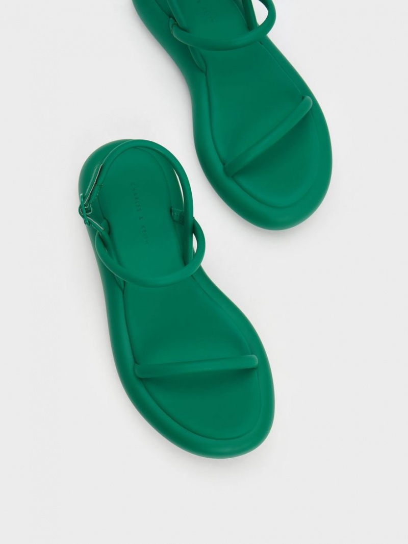 Charles And Keith Keiko Padded Platform Sandals Green | PHILIPPINES S096