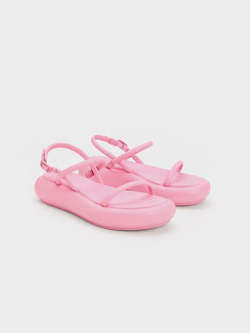 Charles And Keith Keiko Padded Platform Sandals Pink | PHILIPPINES O518