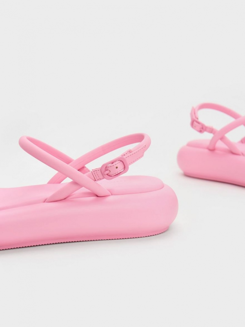 Charles And Keith Keiko Padded Platform Sandals Pink | PHILIPPINES O518