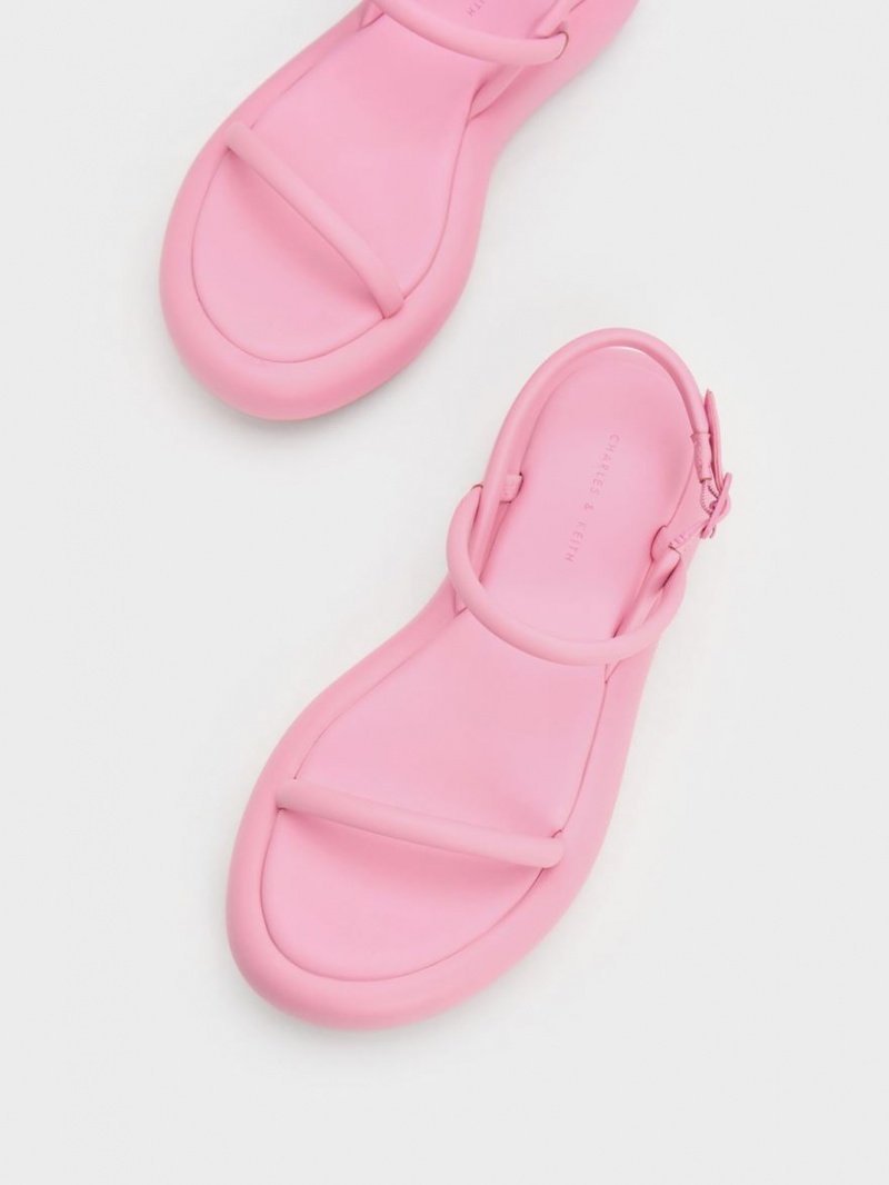 Charles And Keith Keiko Padded Platform Sandals Pink | PHILIPPINES O518