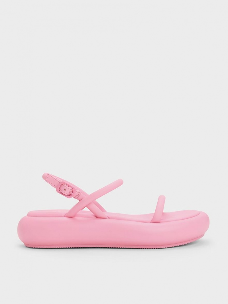 Charles And Keith Keiko Padded Platform Sandals Pink | PHILIPPINES O518