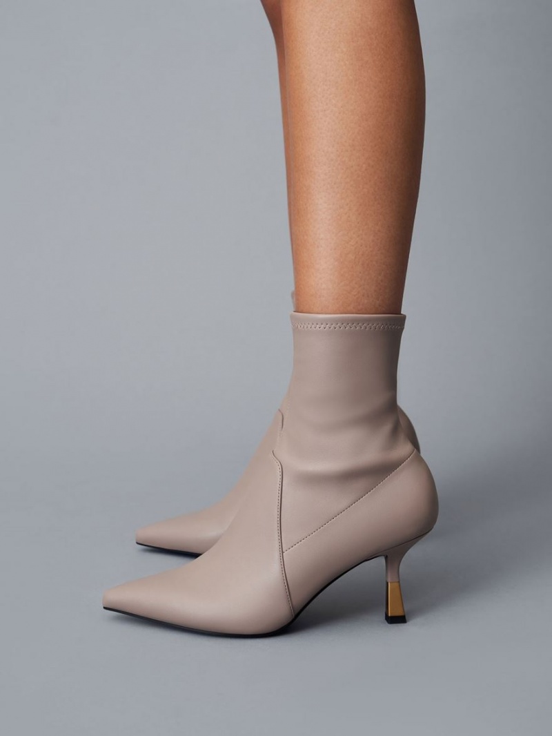 Charles And Keith Kitten Heel Ankle Boots Grey | PHILIPPINES L613