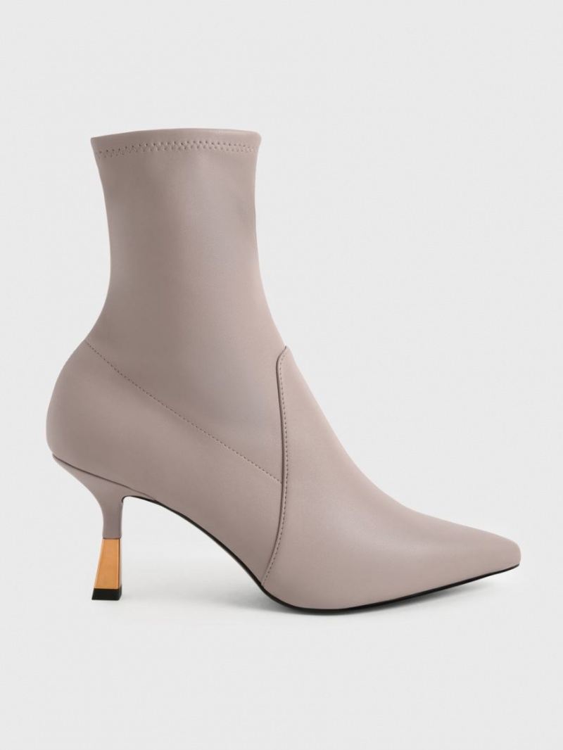 Charles And Keith Kitten Heel Ankle Boots Grey | PHILIPPINES L613