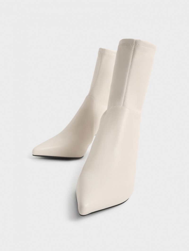 Charles And Keith Kitten Heel Ankle Boots White | PHILIPPINES Q850