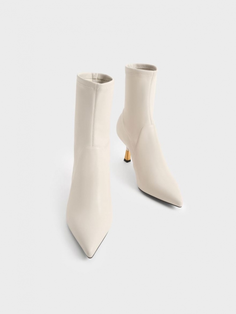 Charles And Keith Kitten Heel Ankle Boots White | PHILIPPINES Q850