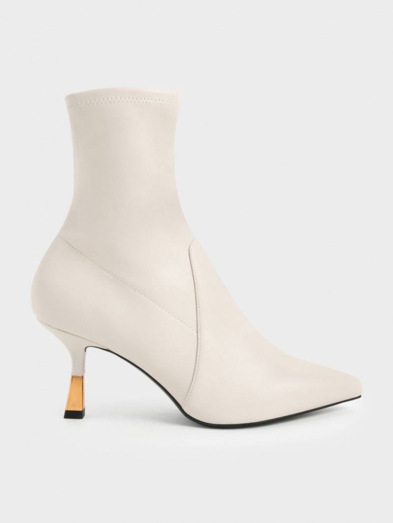 Charles And Keith Kitten Heel Ankle Boots White | PHILIPPINES Q850