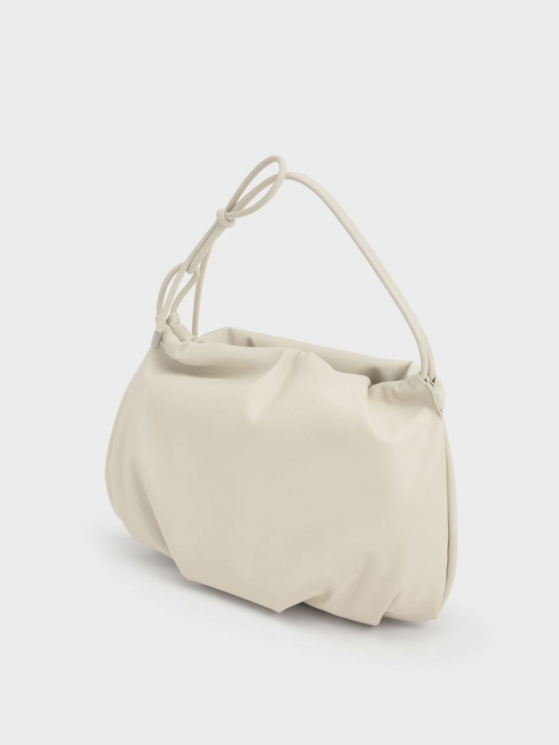 Charles And Keith Knotted Handle Hobo Bag White | PHILIPPINES T352