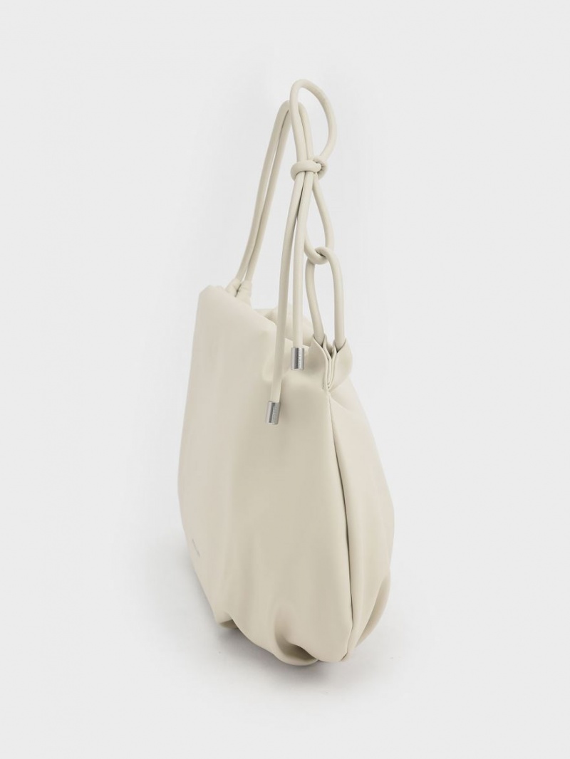 Charles And Keith Knotted Handle Hobo Bag White | PHILIPPINES T352