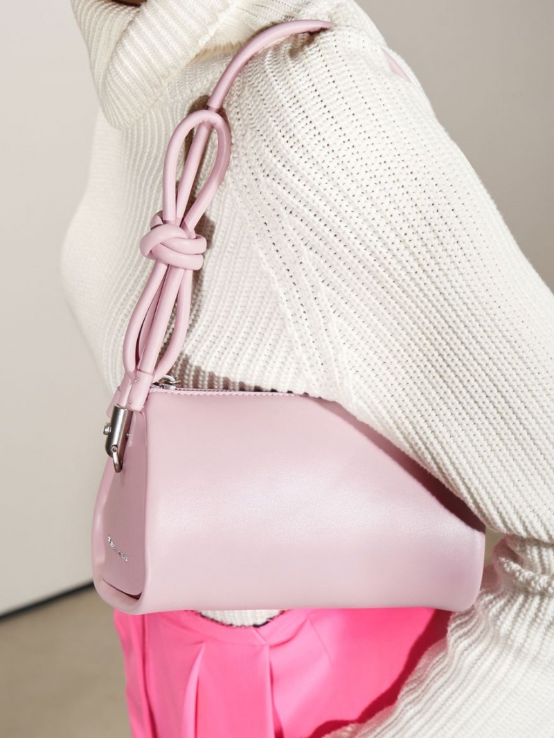 Charles And Keith Knotted Handle Shoulder Bags Pink | PHILIPPINES A354