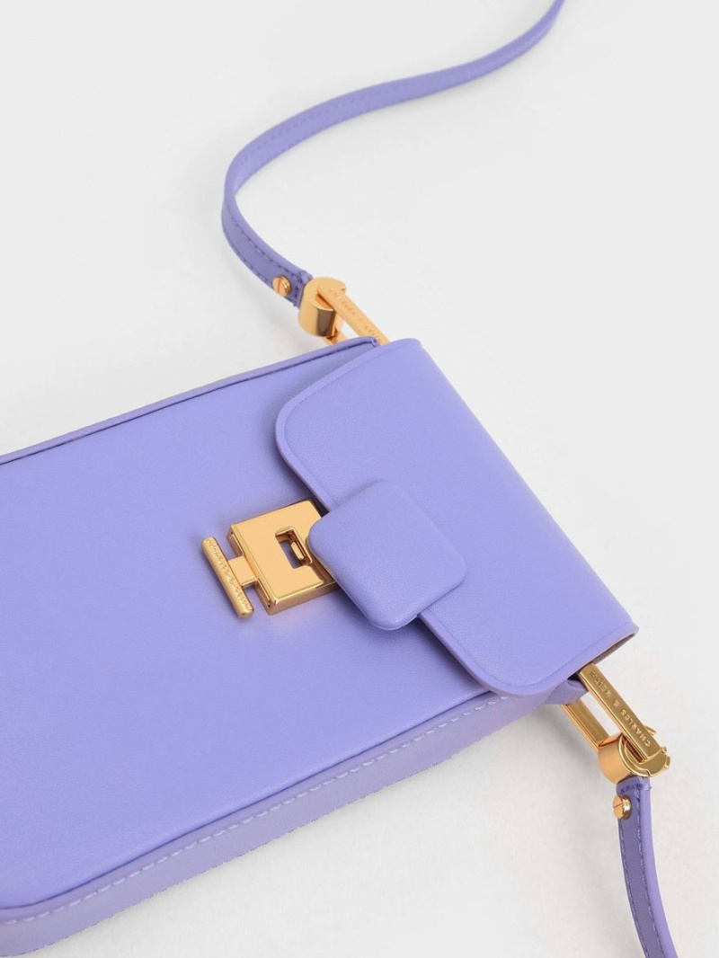 Charles And Keith Koa Elongated Wristlet Shoulder Bags Purple | PHILIPPINES F659