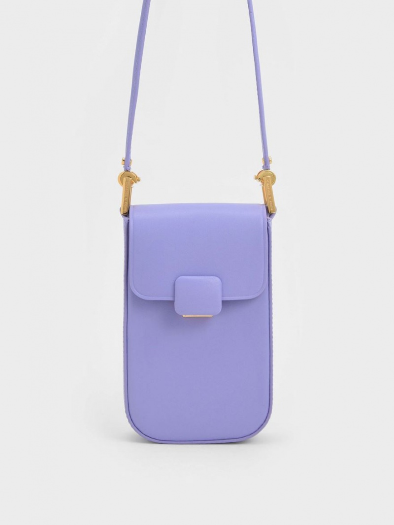 Charles And Keith Koa Elongated Wristlet Shoulder Bags Purple | PHILIPPINES F659