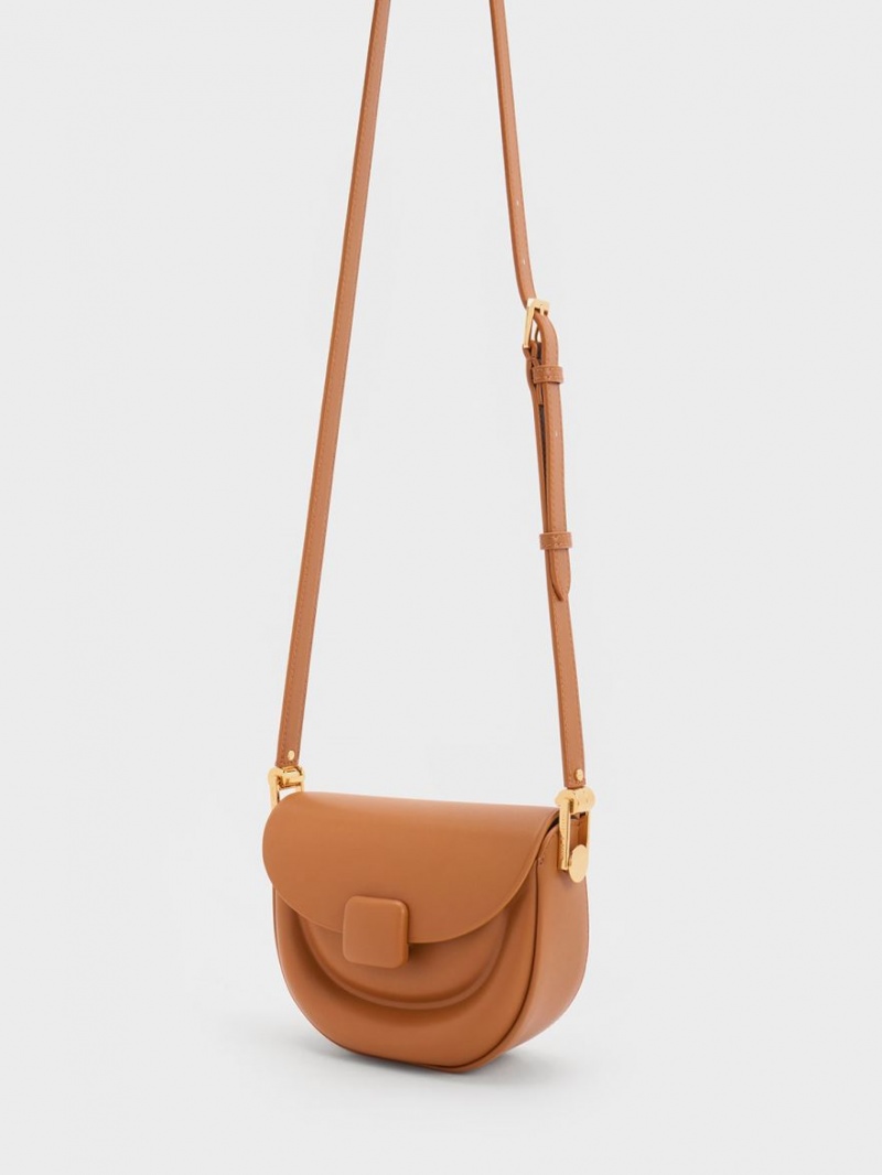 Charles And Keith Koa Half-Moon Saddle Bags Chocolate | PHILIPPINES J203