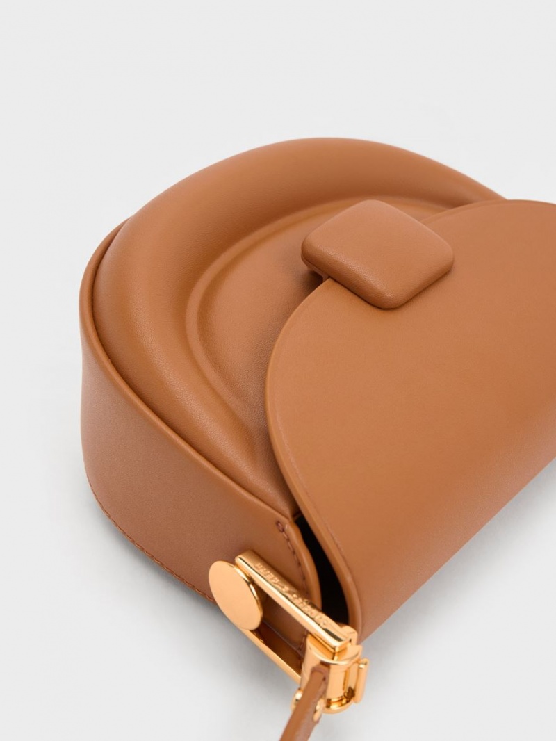 Charles And Keith Koa Half-Moon Saddle Bags Chocolate | PHILIPPINES J203