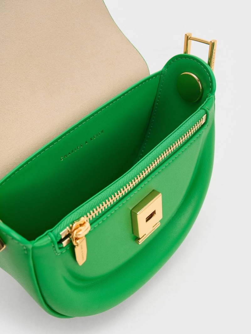 Charles And Keith Koa Half-Moon Saddle Bags Green | PHILIPPINES W096