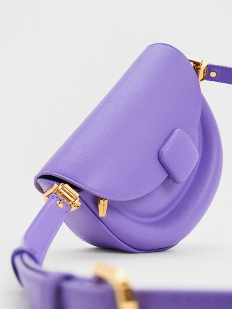 Charles And Keith Koa Half-Moon Saddle Bags Purple | PHILIPPINES V915