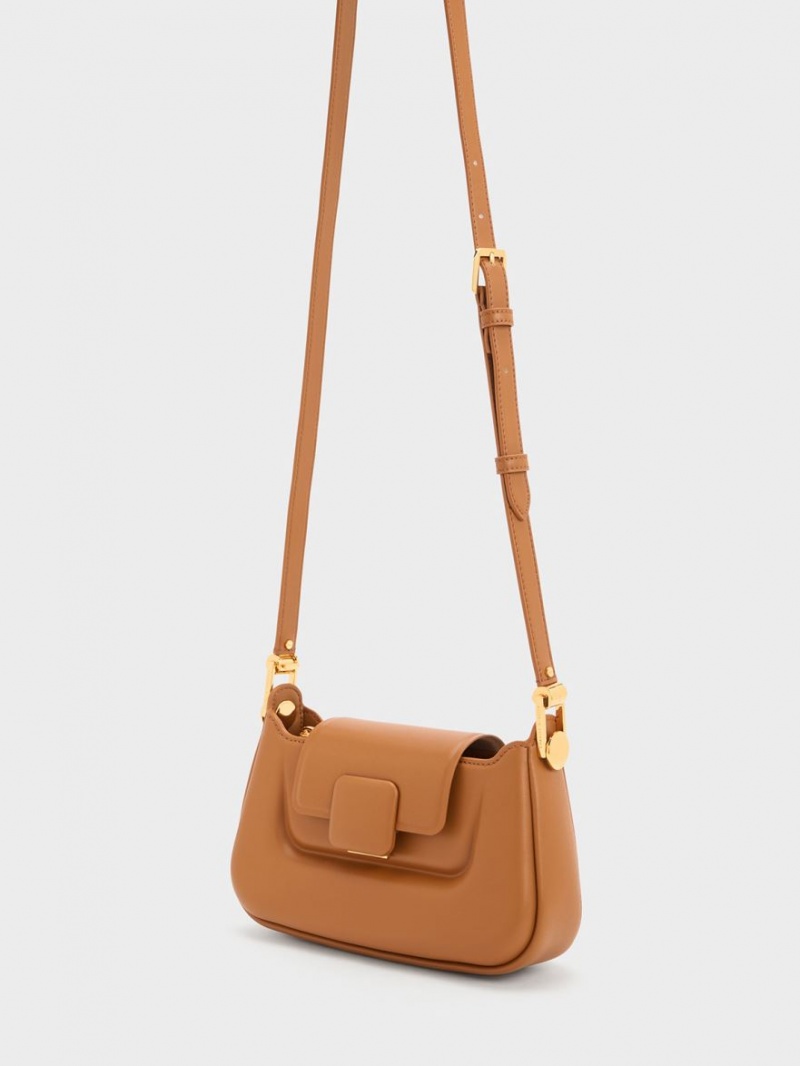 Charles And Keith Koa Push-Lock Top Handbag Chocolate | PHILIPPINES B261