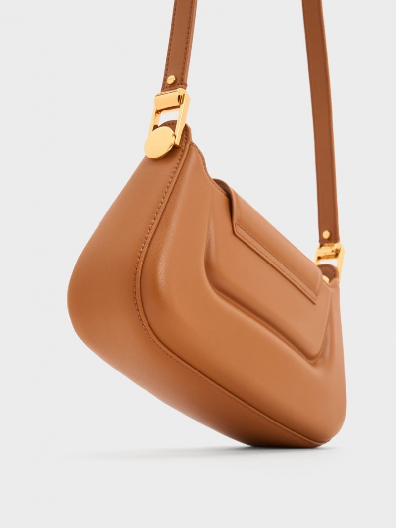 Charles And Keith Koa Push-Lock Top Handbag Chocolate | PHILIPPINES B261