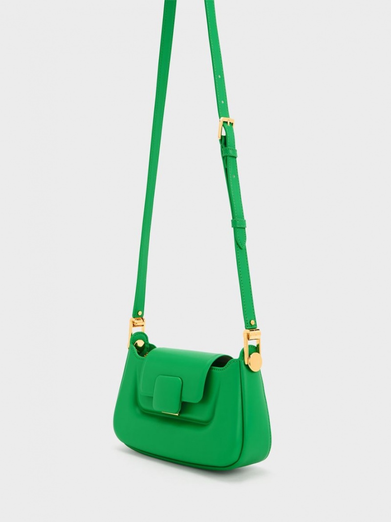 Charles And Keith Koa Push-Lock Top Handbag Green | PHILIPPINES V041