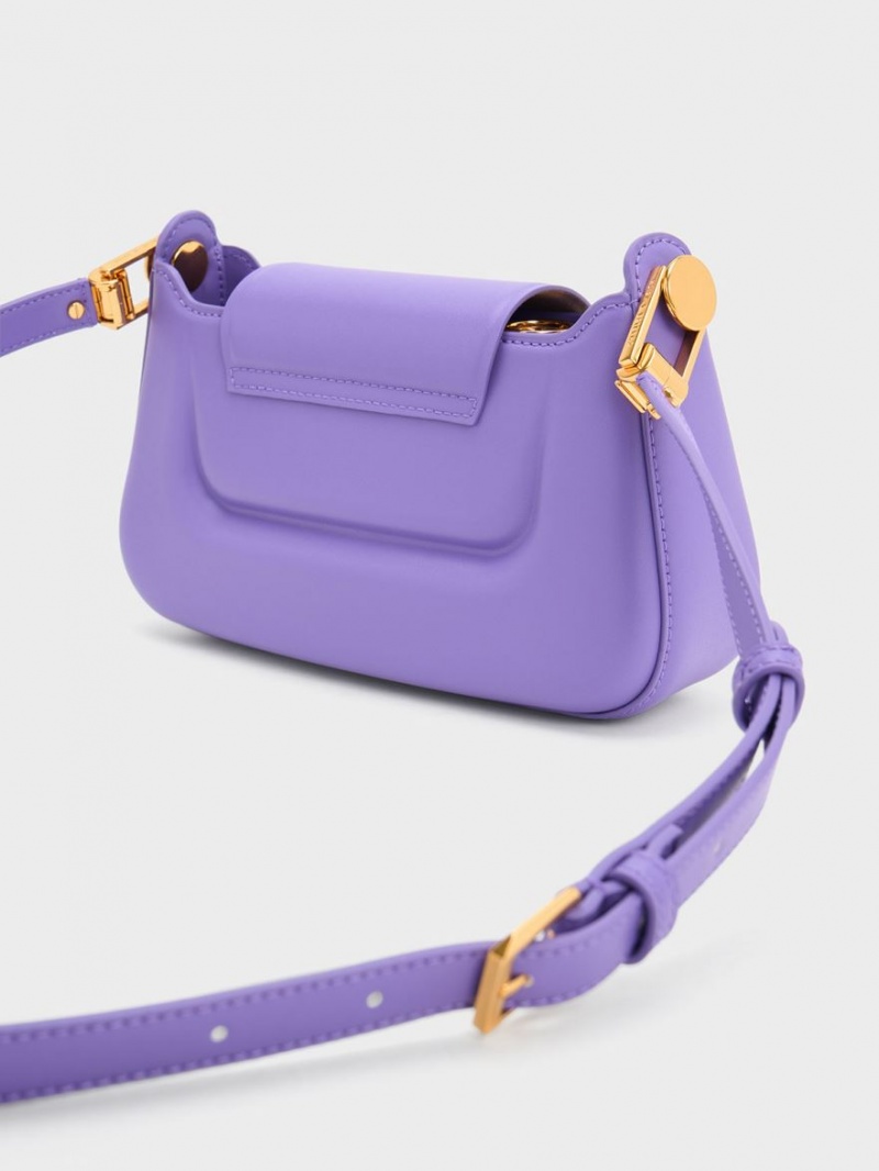 Charles And Keith Koa Push-Lock Top Handbag Purple | PHILIPPINES J013