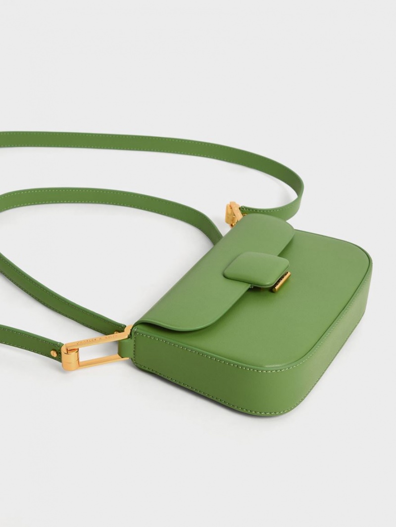 Charles And Keith Koa Square Push-Lock Shoulder Bags Green | PHILIPPINES H567