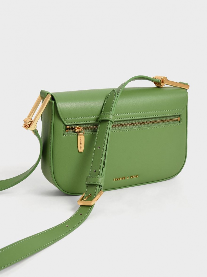 Charles And Keith Koa Square Push-Lock Shoulder Bags Green | PHILIPPINES H567