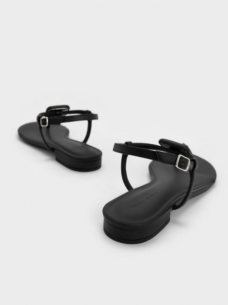 Charles And Keith Koa Thong Flat Sandals Black | PHILIPPINES A829