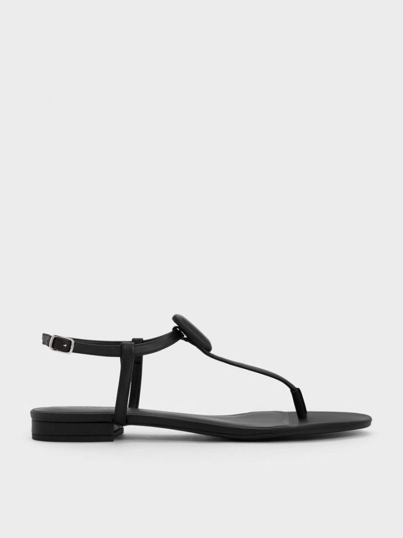 Charles And Keith Koa Thong Flat Sandals Black | PHILIPPINES A829