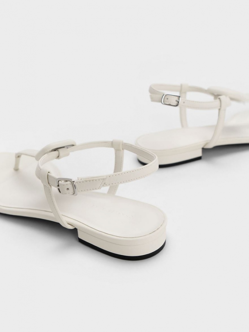 Charles And Keith Koa Thong Flat Sandals White | PHILIPPINES P126