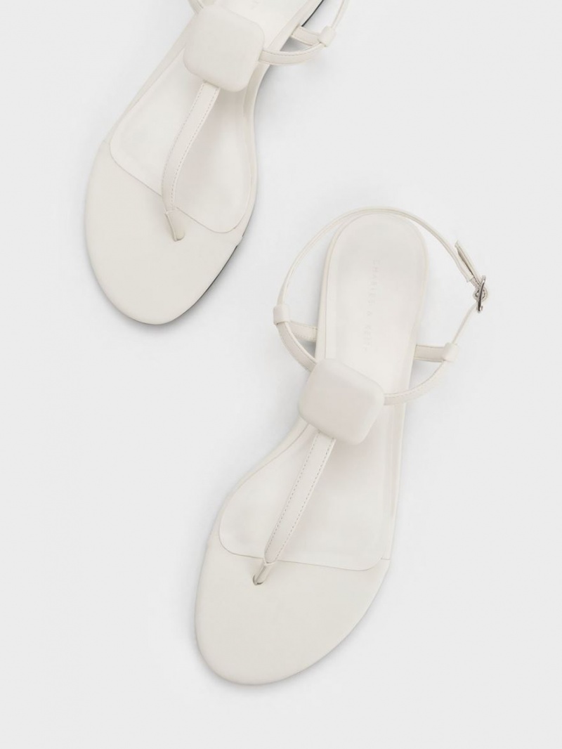 Charles And Keith Koa Thong Flat Sandals White | PHILIPPINES P126