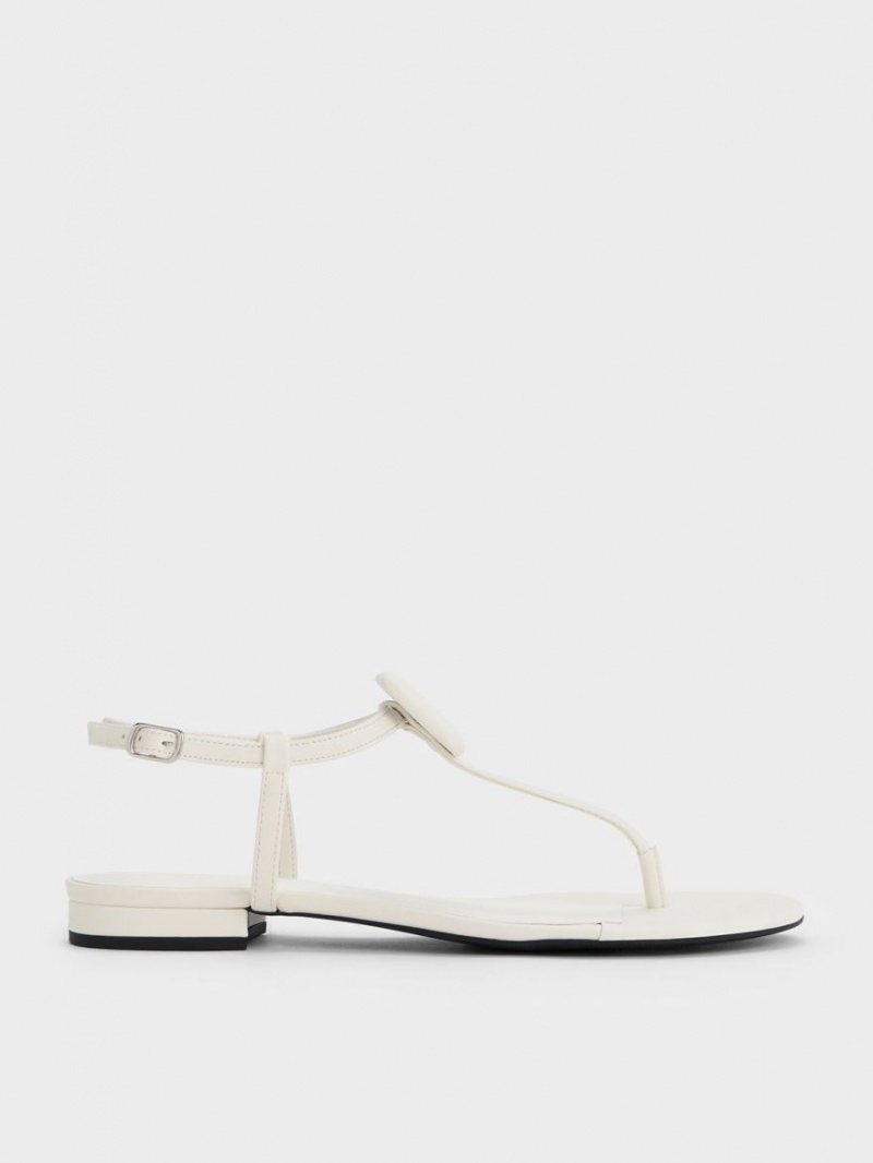 Charles And Keith Koa Thong Flat Sandals White | PHILIPPINES P126