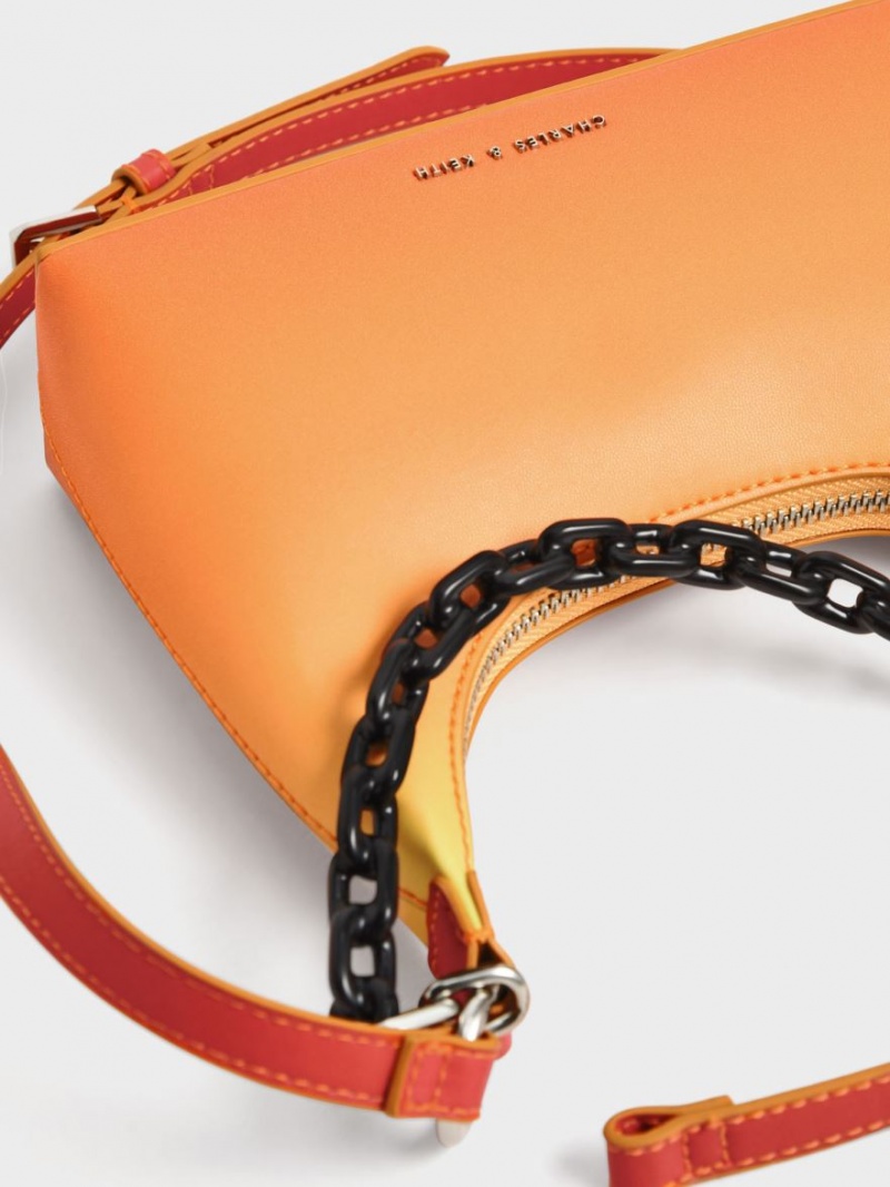 Charles And Keith Koi Chain Handle Shoulder Bags Orange | PHILIPPINES C267