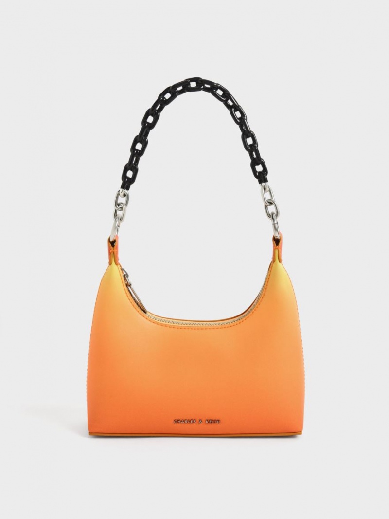 Charles And Keith Koi Chain Handle Shoulder Bags Orange | PHILIPPINES C267