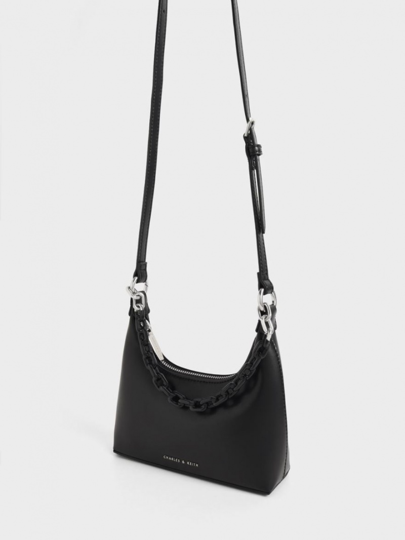 Charles And Keith Koi Chain Handle Shoulder Bags Black | PHILIPPINES I079