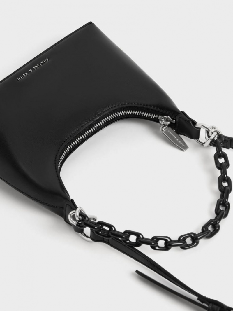 Charles And Keith Koi Chain Handle Shoulder Bags Black | PHILIPPINES I079