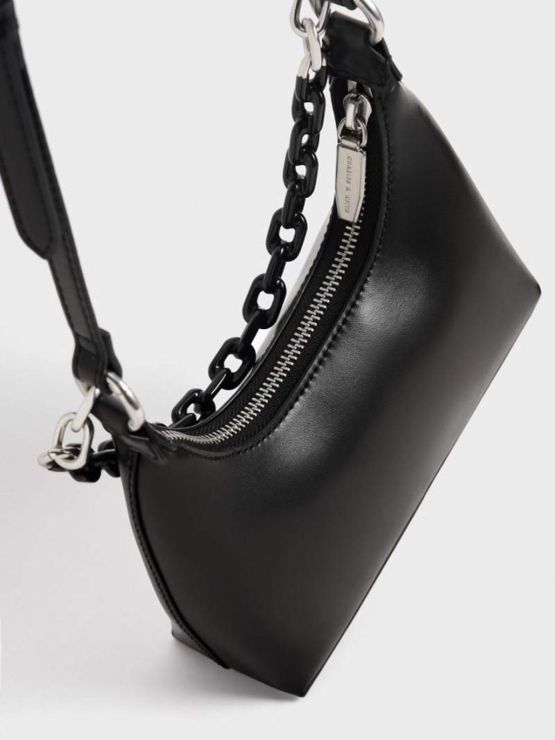 Charles And Keith Koi Chain Handle Shoulder Bags Black | PHILIPPINES I079