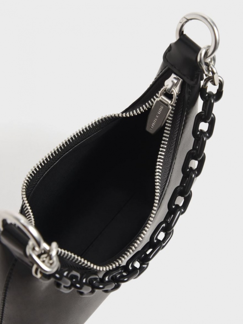 Charles And Keith Koi Chain Handle Shoulder Bags Black | PHILIPPINES I079