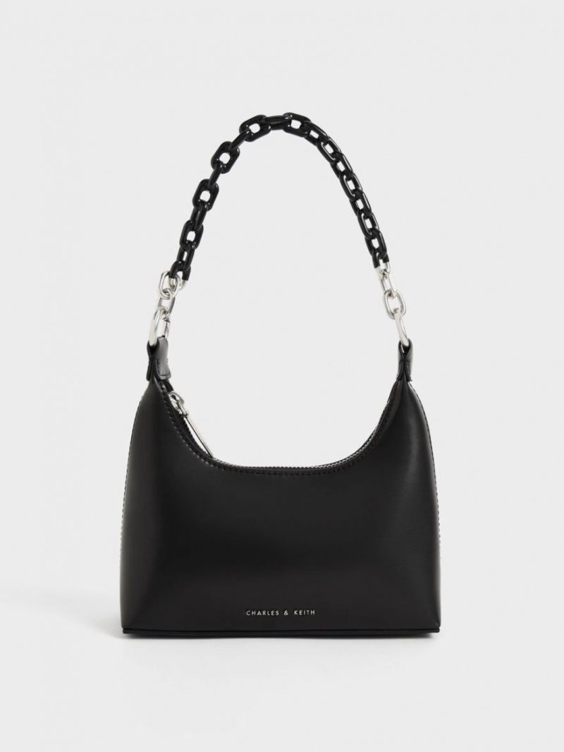 Charles And Keith Koi Chain Handle Shoulder Bags Black | PHILIPPINES I079