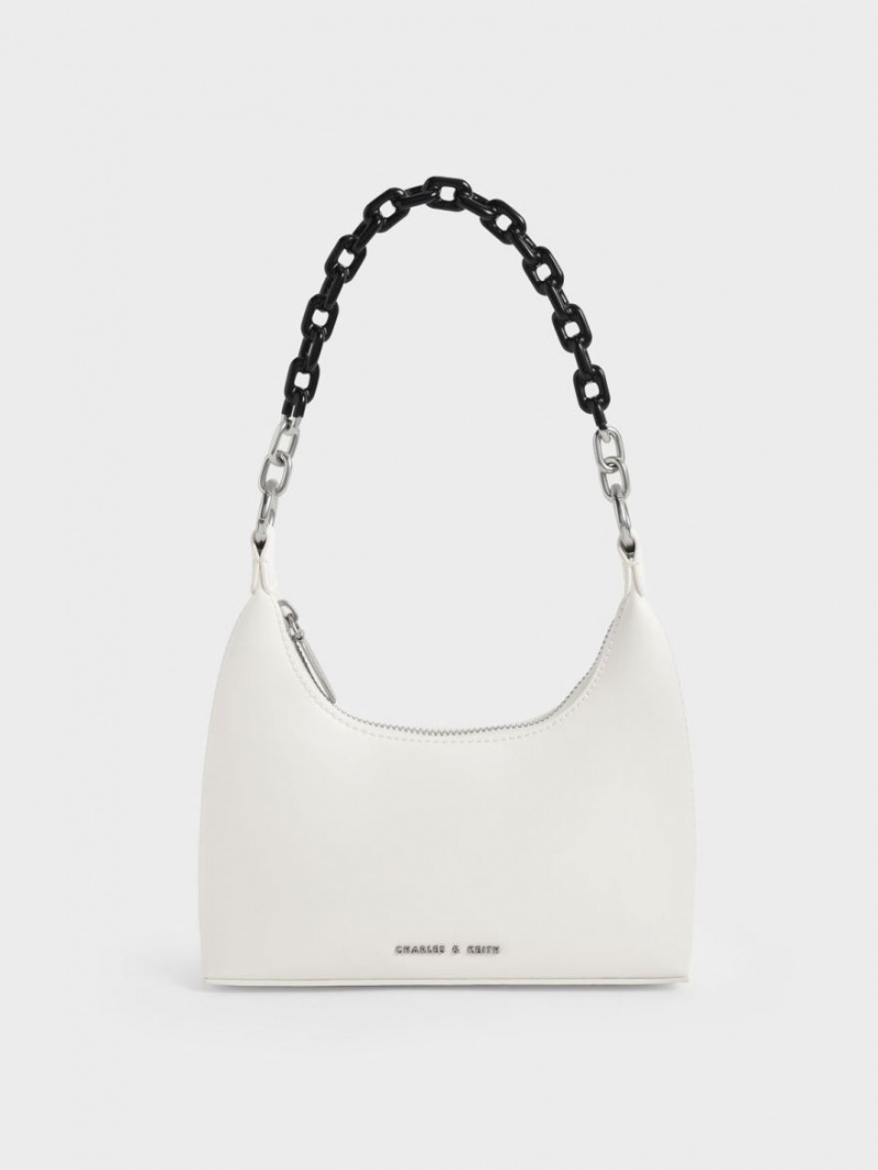 Charles And Keith Koi Chain Handle Shoulder Bags White | PHILIPPINES L370