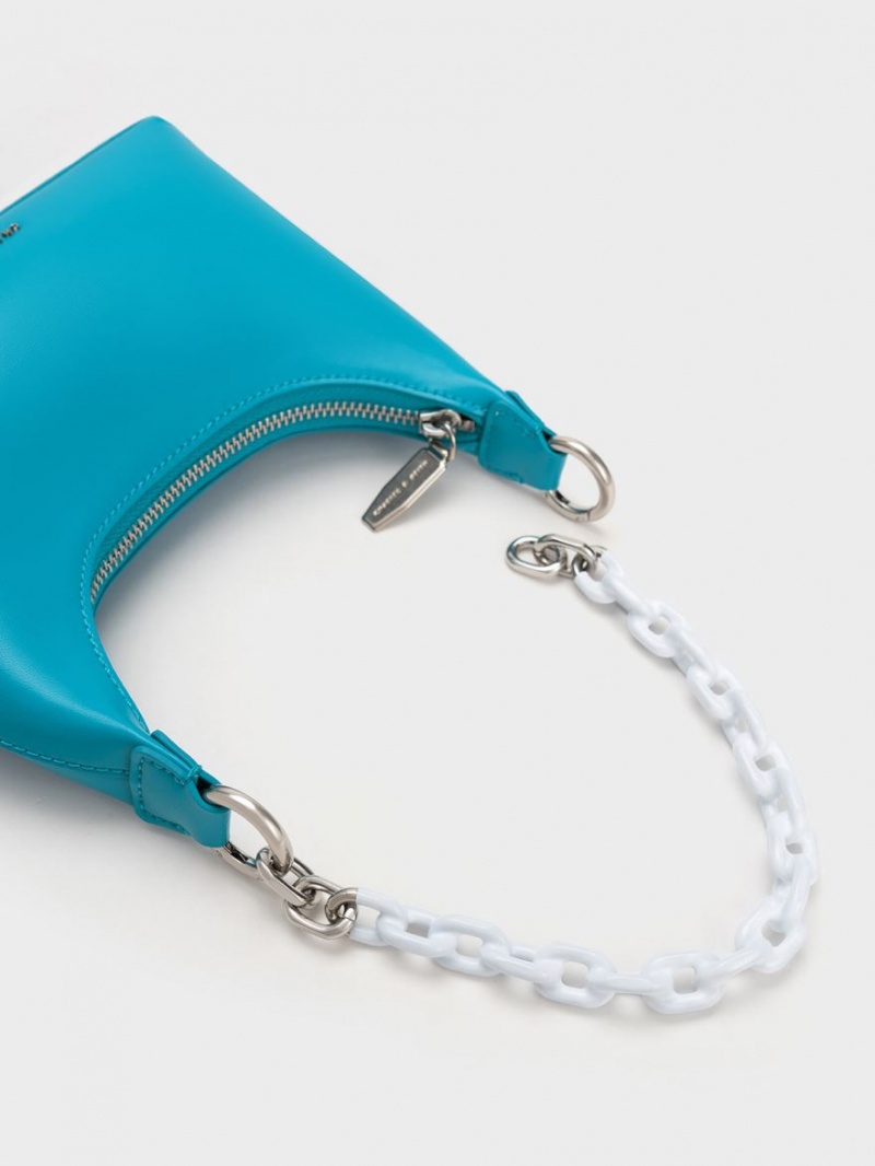 Charles And Keith Koi Chain Handle Shoulder Bags Blue | PHILIPPINES F620