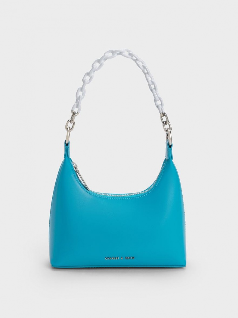 Charles And Keith Koi Chain Handle Shoulder Bags Blue | PHILIPPINES F620