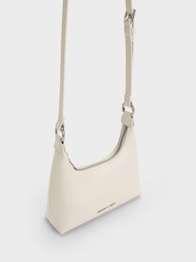 Charles And Keith Koi Chain Handle Shoulder Bags Cream | PHILIPPINES R805