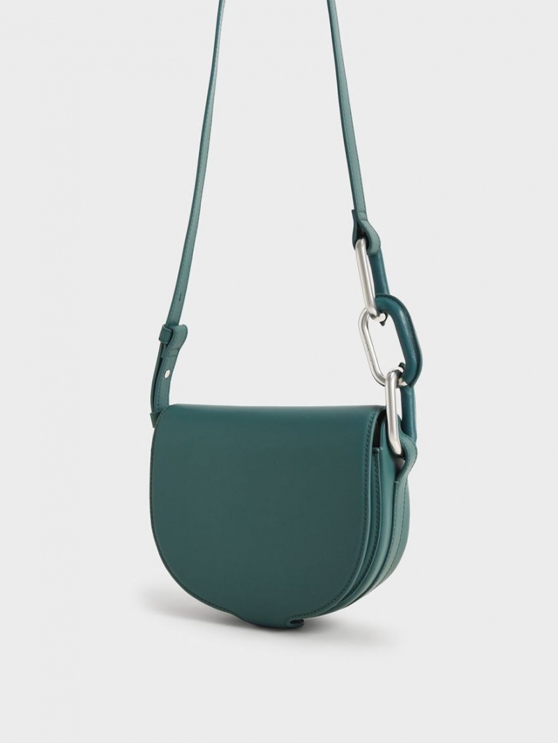 Charles And Keith Kora Saddle Crossbody Bags Green | PHILIPPINES D182