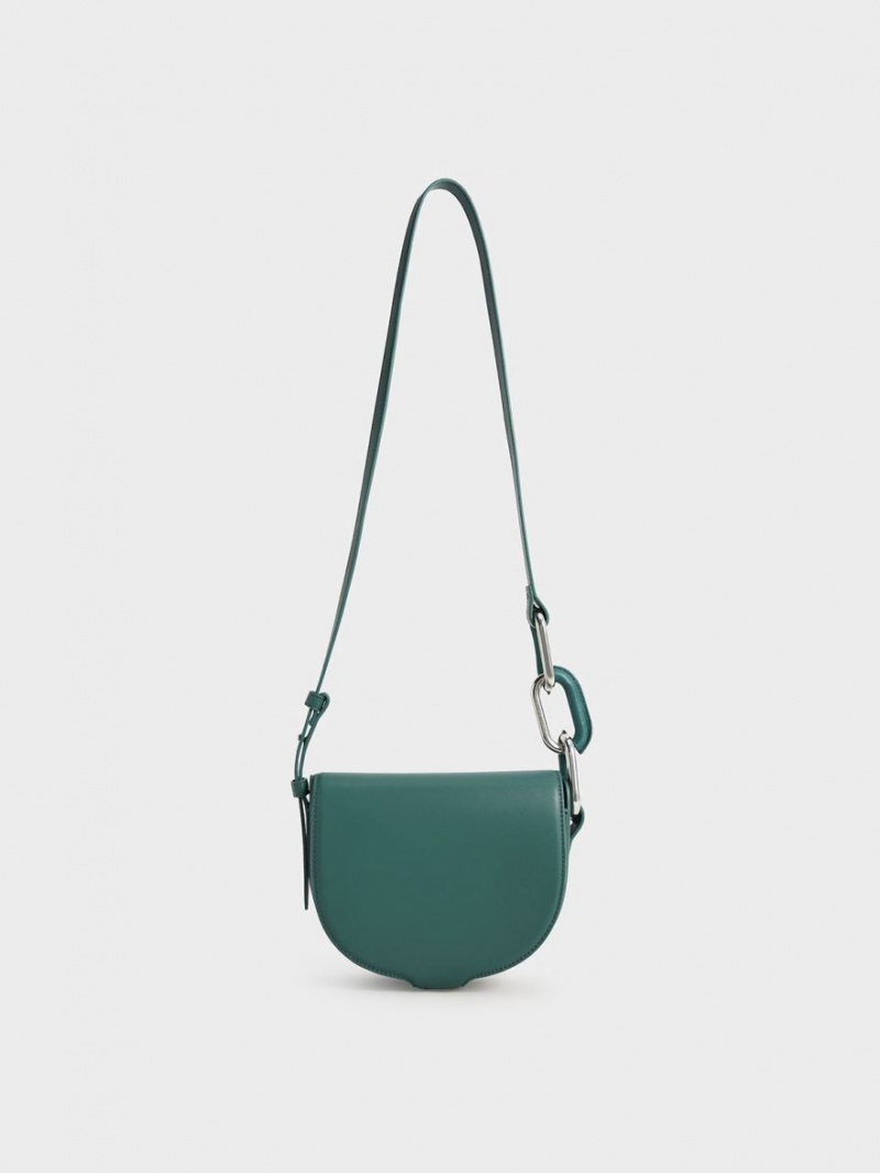 Charles And Keith Kora Saddle Crossbody Bags Green | PHILIPPINES D182