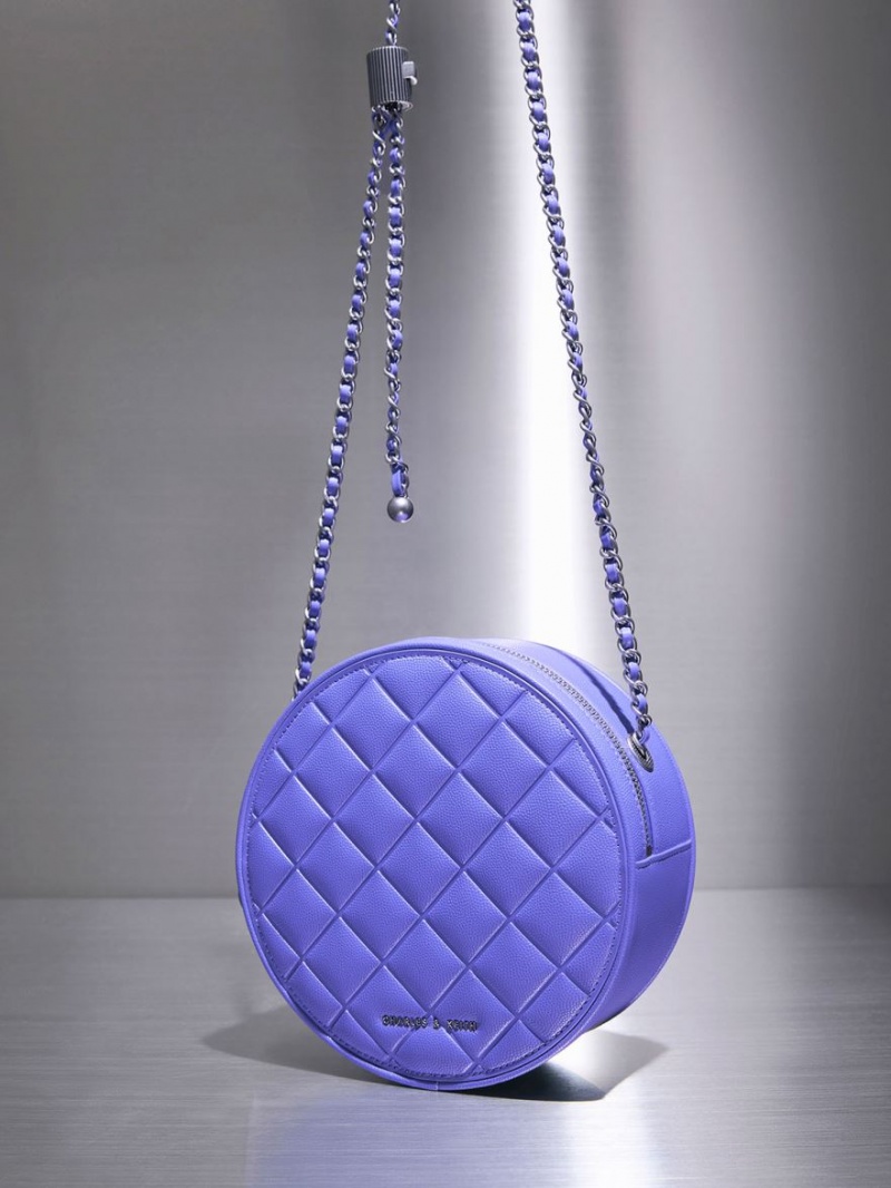 Charles And Keith Kwan Quilted Circle Shoulder Bags Purple | PHILIPPINES Y605