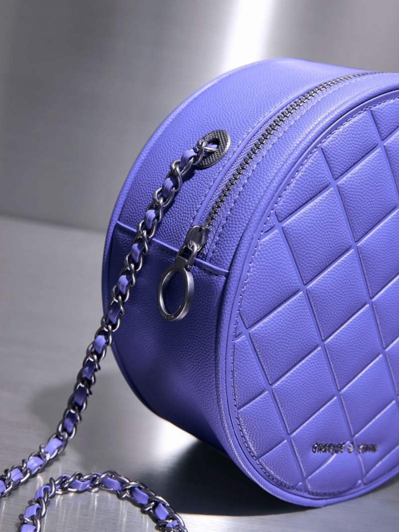 Charles And Keith Kwan Quilted Circle Shoulder Bags Purple | PHILIPPINES Y605