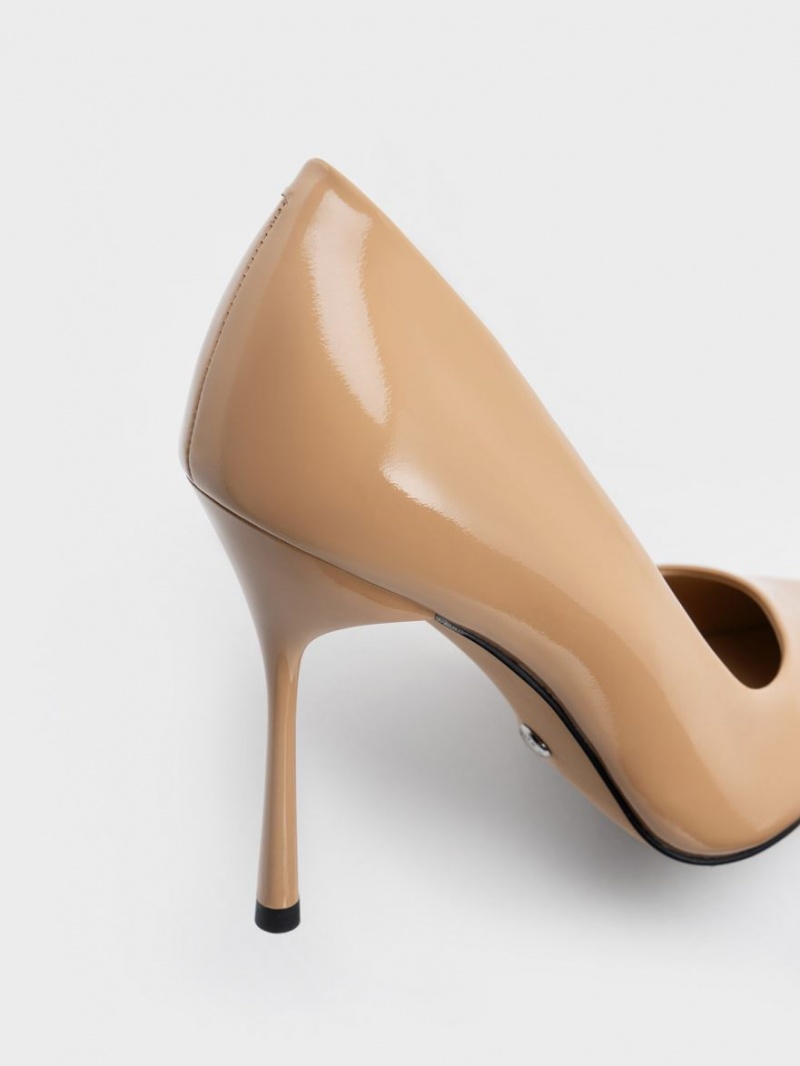 Charles And Keith Kyra Patent Leather Pumps Beige | PHILIPPINES P837