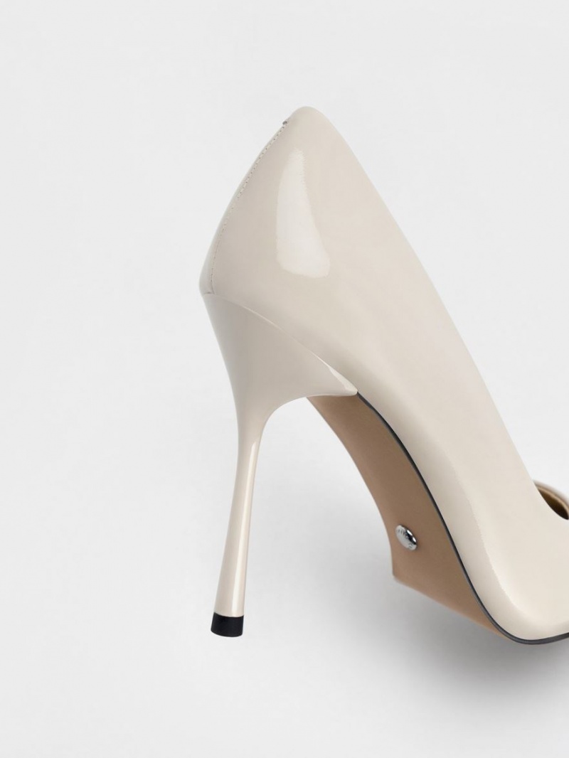 Charles And Keith Kyra Patent Leather Pumps White | PHILIPPINES N497