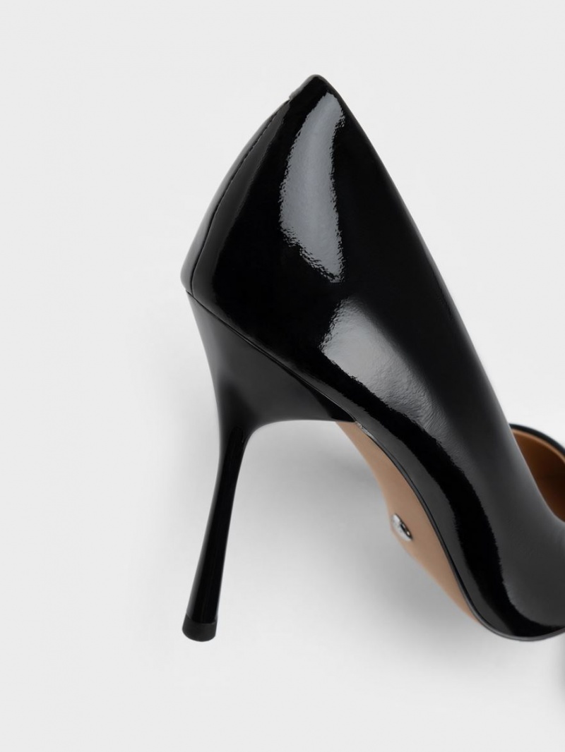 Charles And Keith Kyra Patent Leather Pumps Black | PHILIPPINES T432