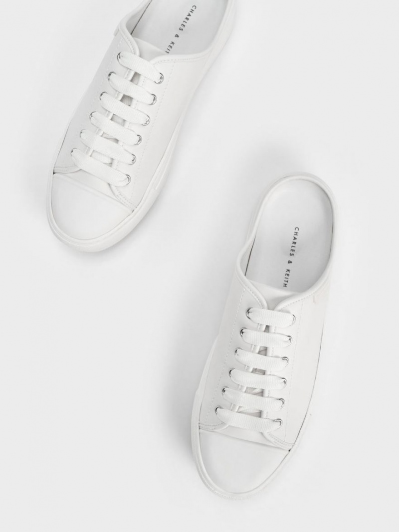 Charles And Keith Lace-Up Slip On Sneakers White | PHILIPPINES F917